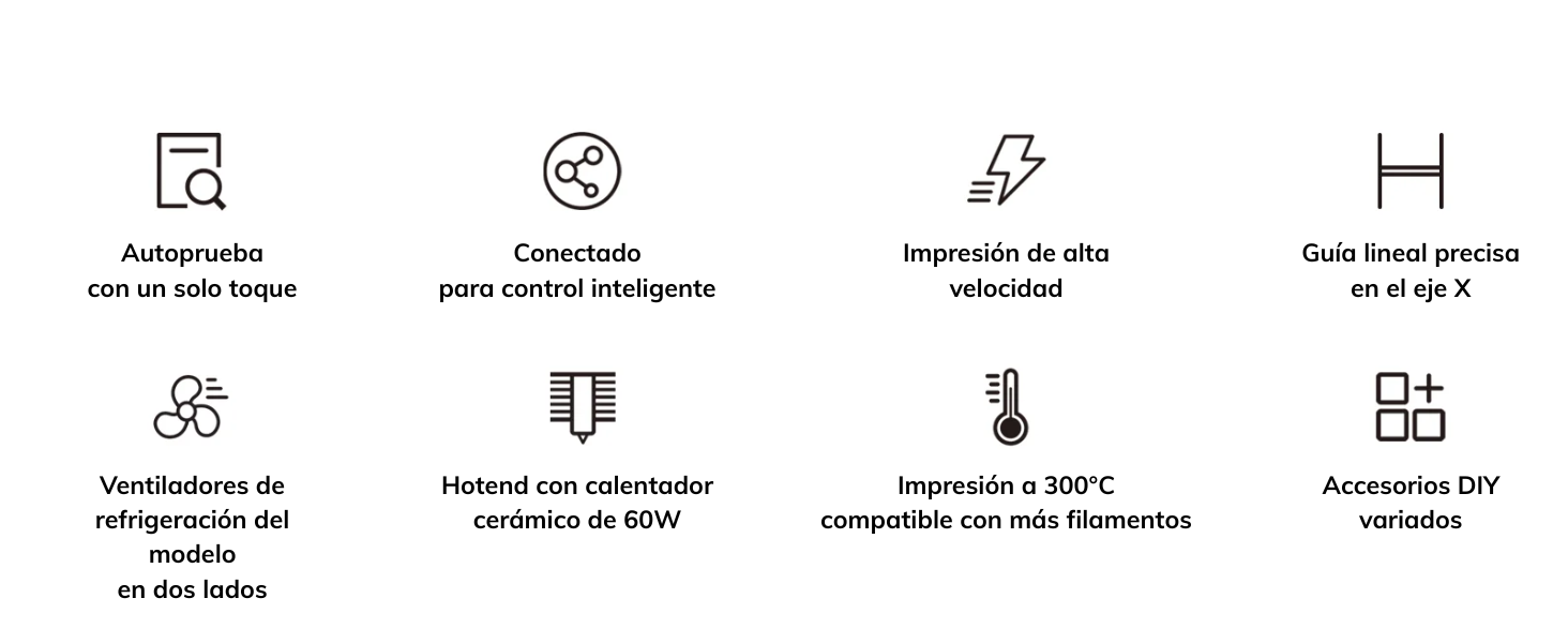 La flexibilidad de la ENDER-3 V3 KE sobresale gracias a su extrusora "Sprite" Direct Drive, compatible con una amplia gama de filamentos profesionales como PLA, PETG, ABS, TPU y ASA. Esta versatilidad permite abordar proyectos diversos, desde prototipos funcionales hasta piezas flexibles o de alta resistencia térmica. El calentador cerámico de 60 W que alcanza temperaturas de hasta 300°C garantiza una fusión perfecta incluso con materiales técnicos, abriendo un mundo de posibilidades creativas y profesionales para usuarios que requieren trabajar con los filamentos más exigentes del mercado.